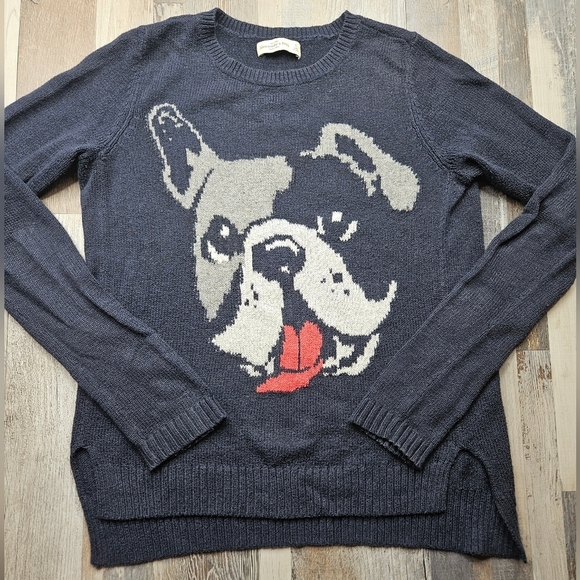 Abercrombie and Fitch Navy Sweater Small Boston Terrier - Picture 1 of 9